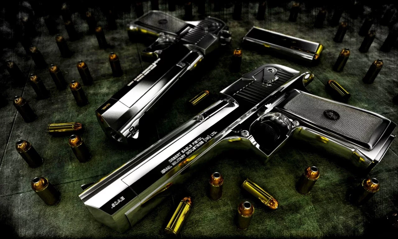 desert, eagl, doubl, police, gun, silver, wallpaper, орёл, пустыни, хром