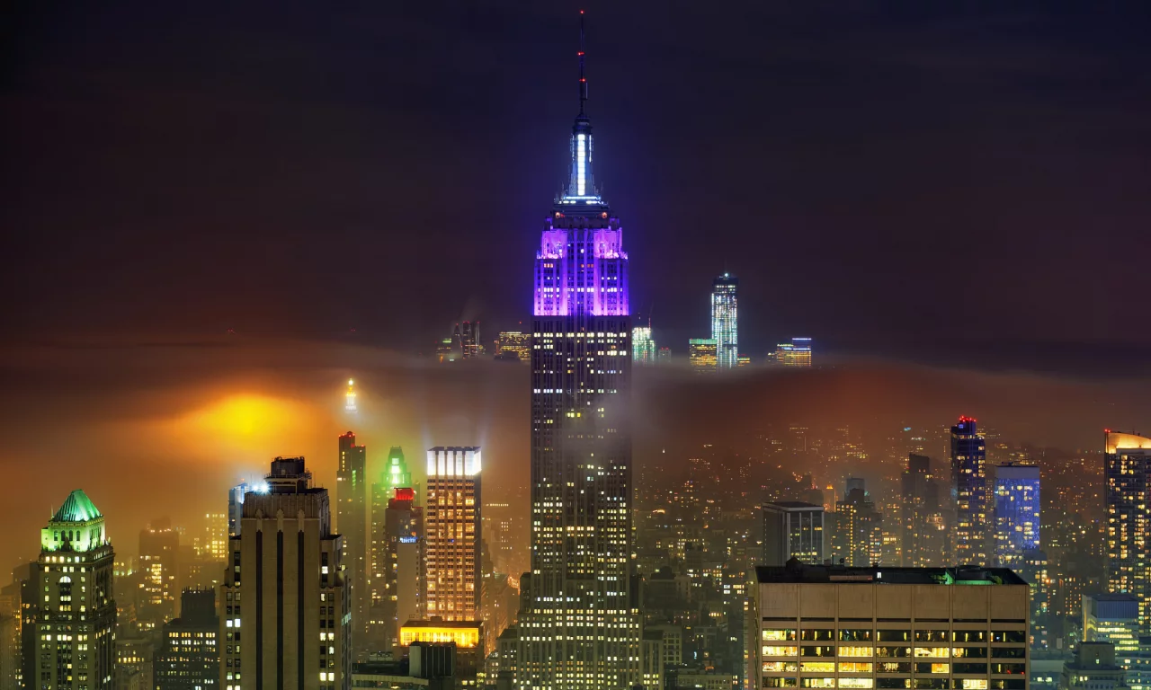 new york city, нью-йорк, город, ночь