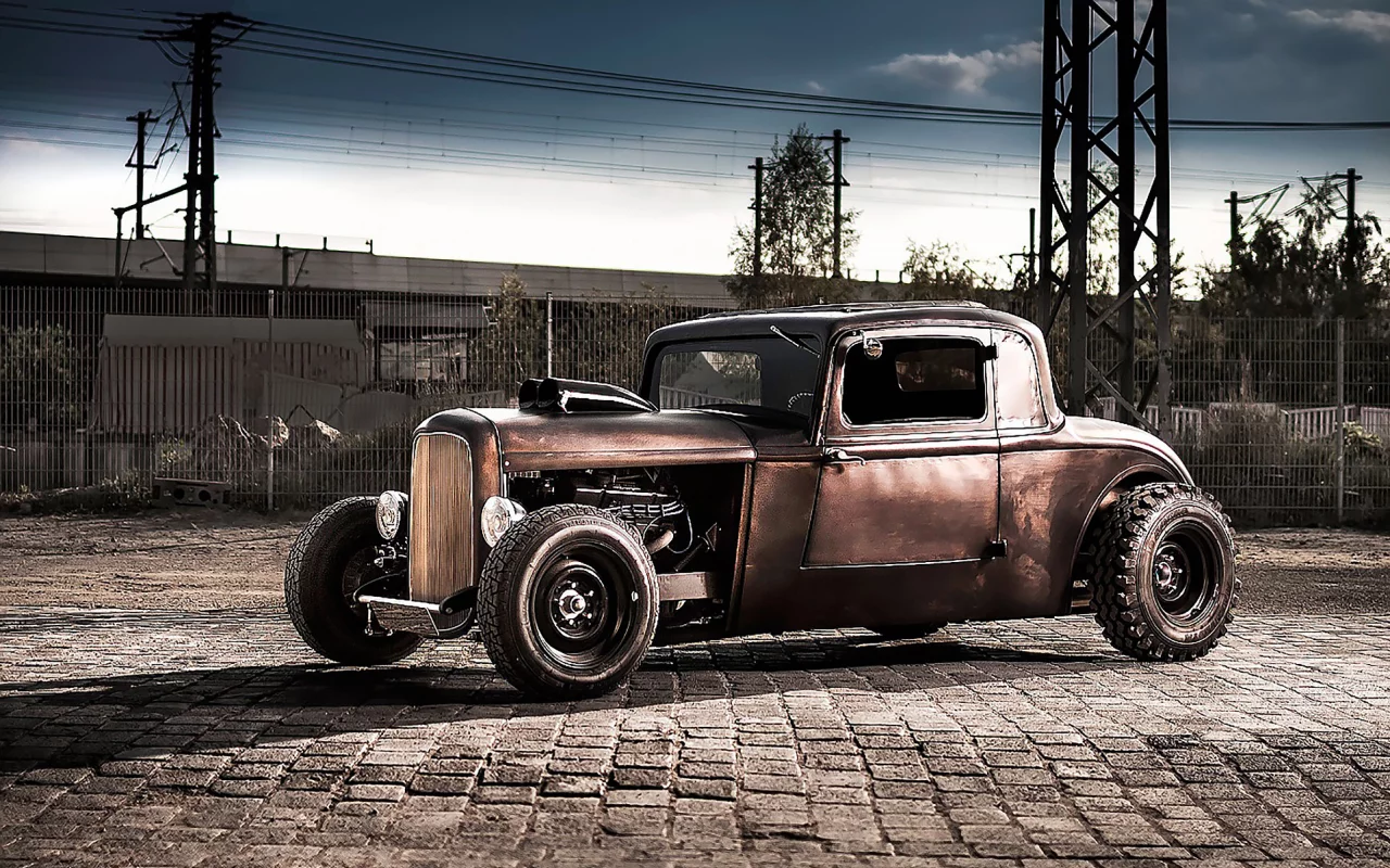 автомобиль, hot, rod, car, muscle, custom, sun summer, see, indusrial, wide
