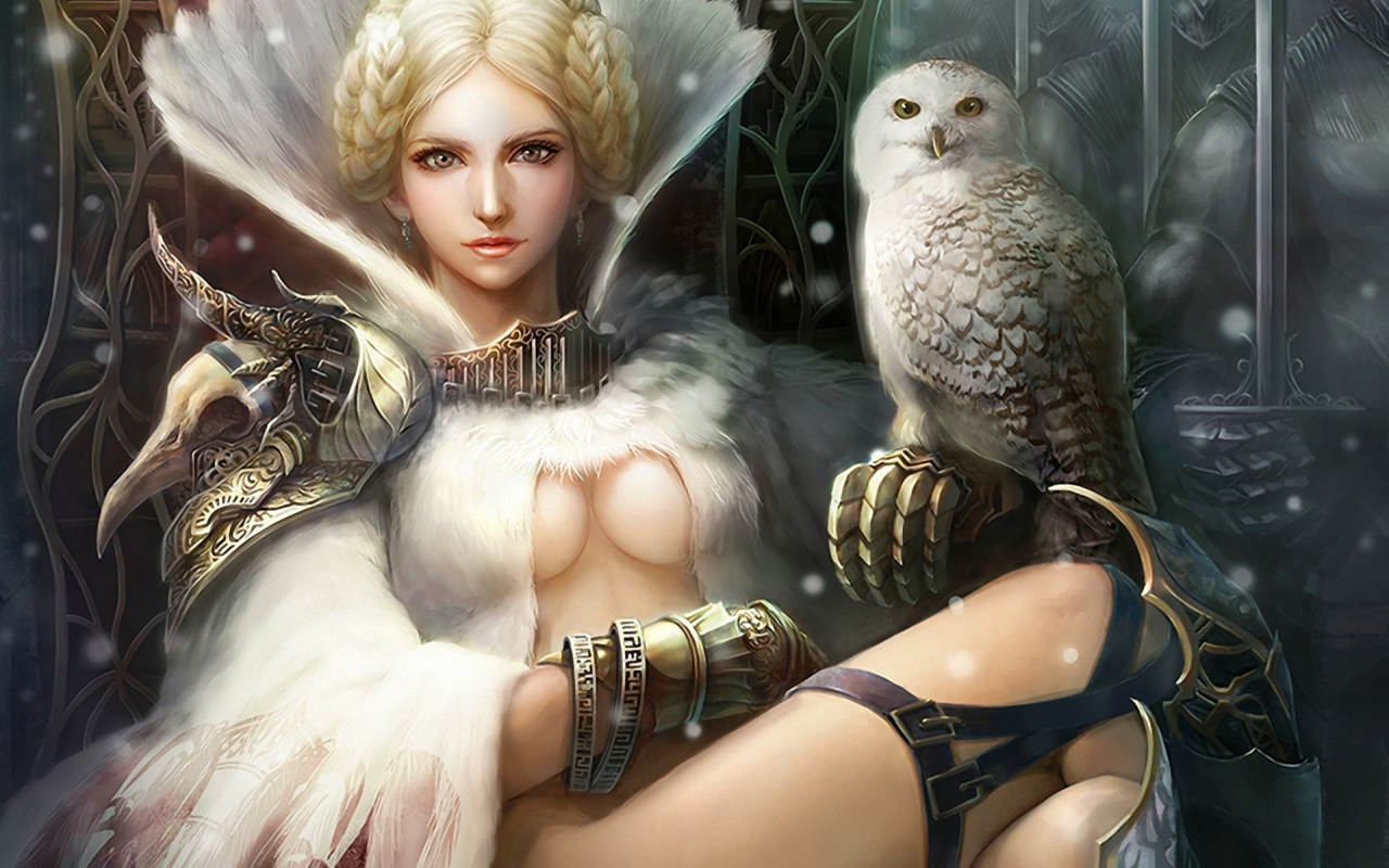 трон, legend of cryptids, перья, арт, сова, девушка, птица, грудь