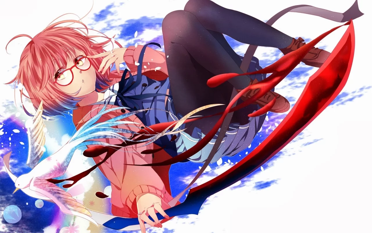 anime, art, kyoukai no kanata, kuriyama mirai, девушка, очки, за гранью