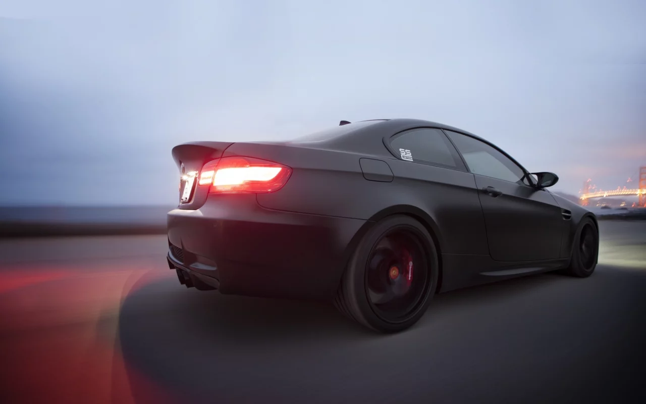 матовый, бмв, m3, вид сзади, matte black, e92, чёрный, bmw, speed