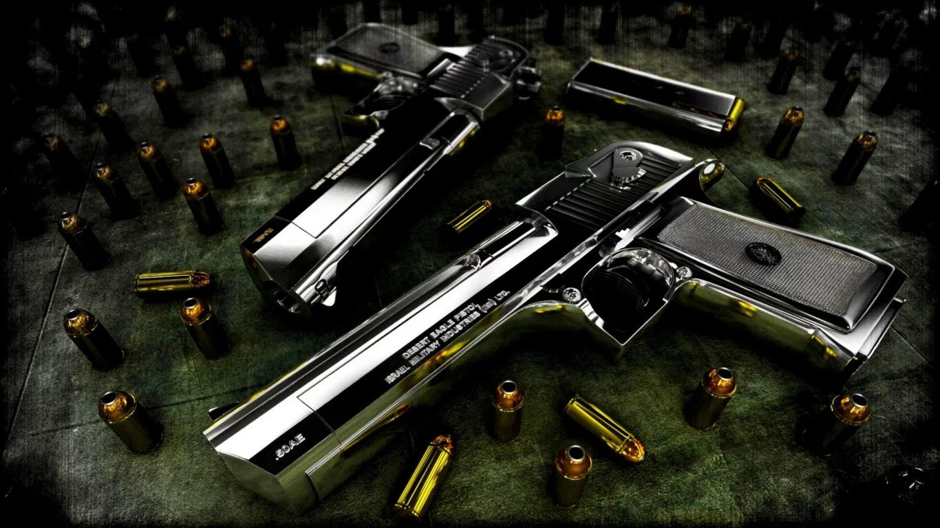 desert, eagl, doubl, police, gun, silver, wallpaper, орёл, пустыни, хром