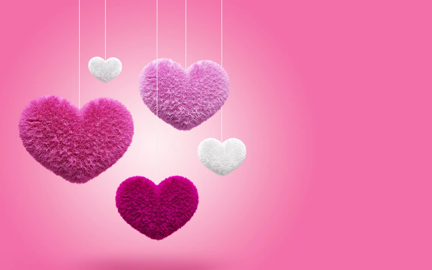 fluffy, hearts, 3d, пушистые, pink, love, сердечки