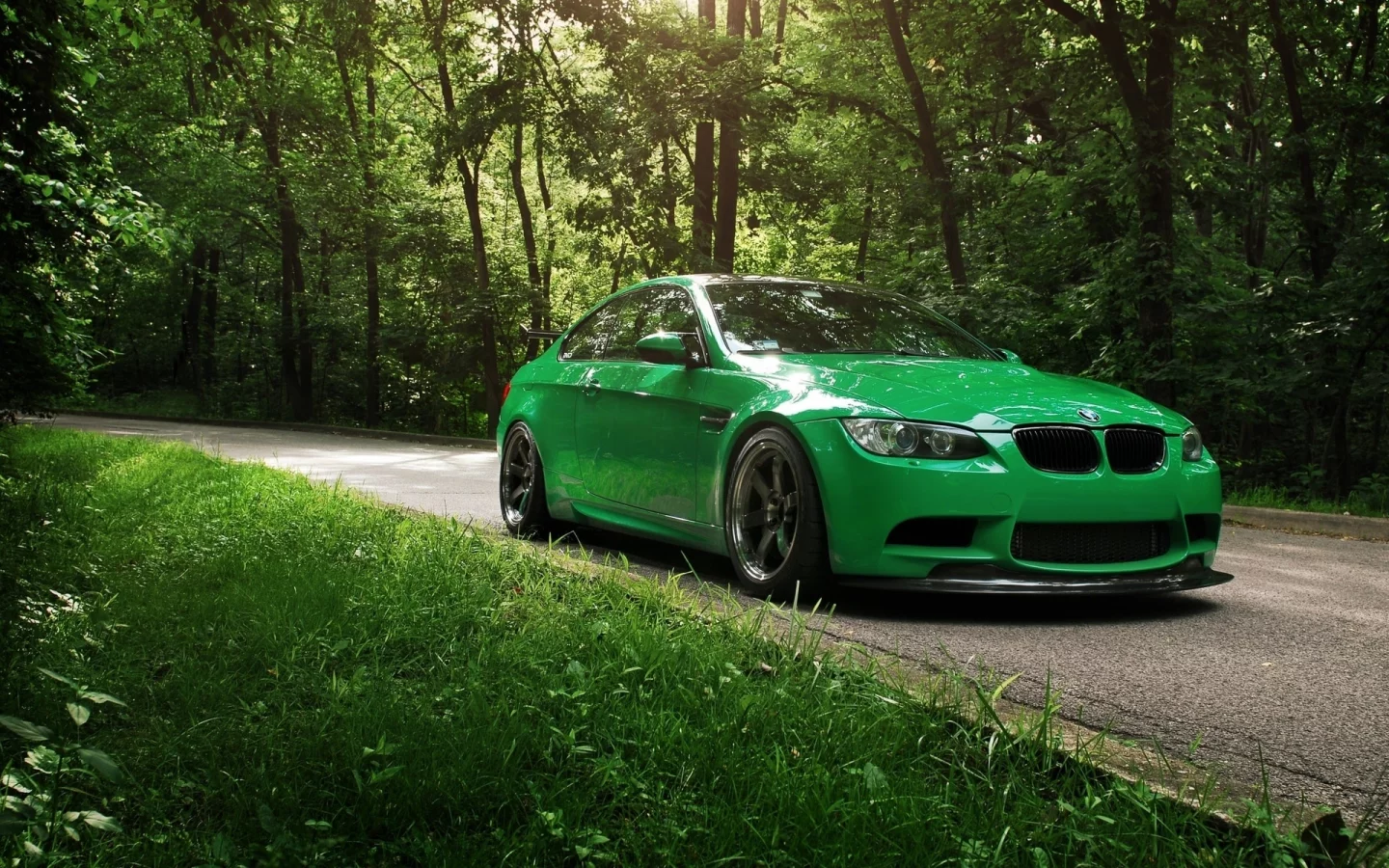 bmw, зеленый, тюнинг