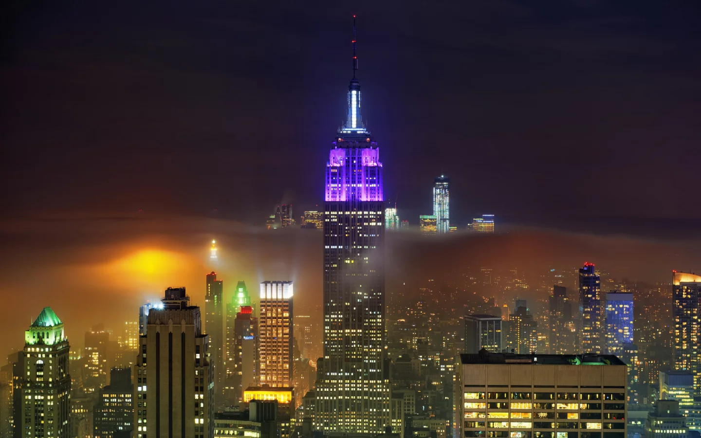 new york city, нью-йорк, город, ночь