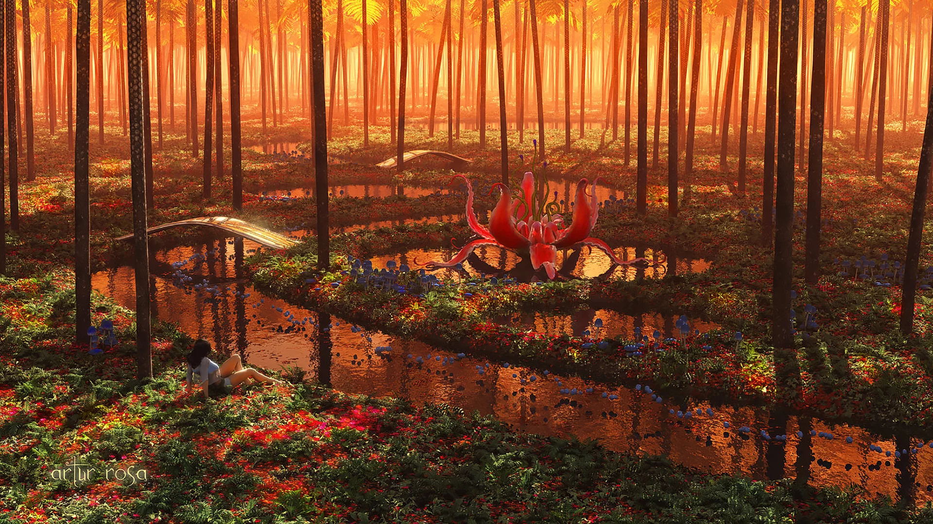 planet, alien, aluren, forest, flower, nice, arthurblue