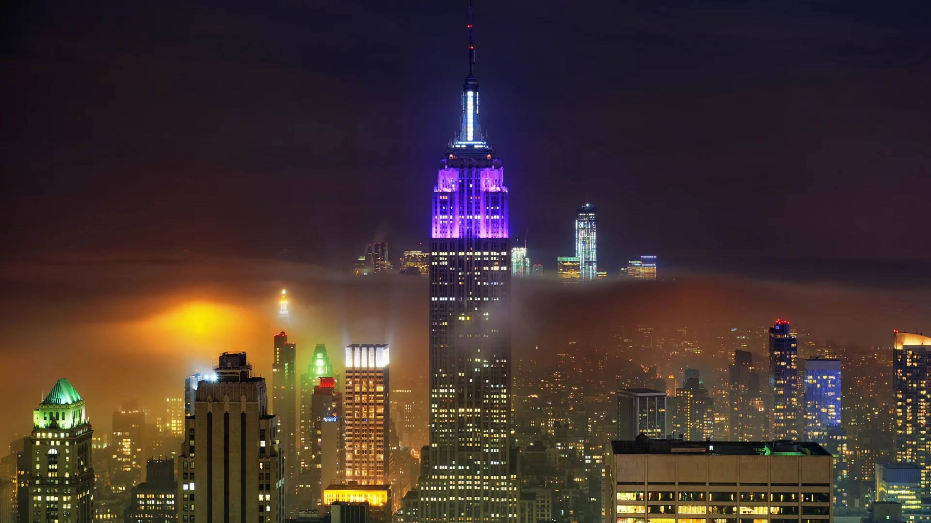 new york city, нью-йорк, город, ночь