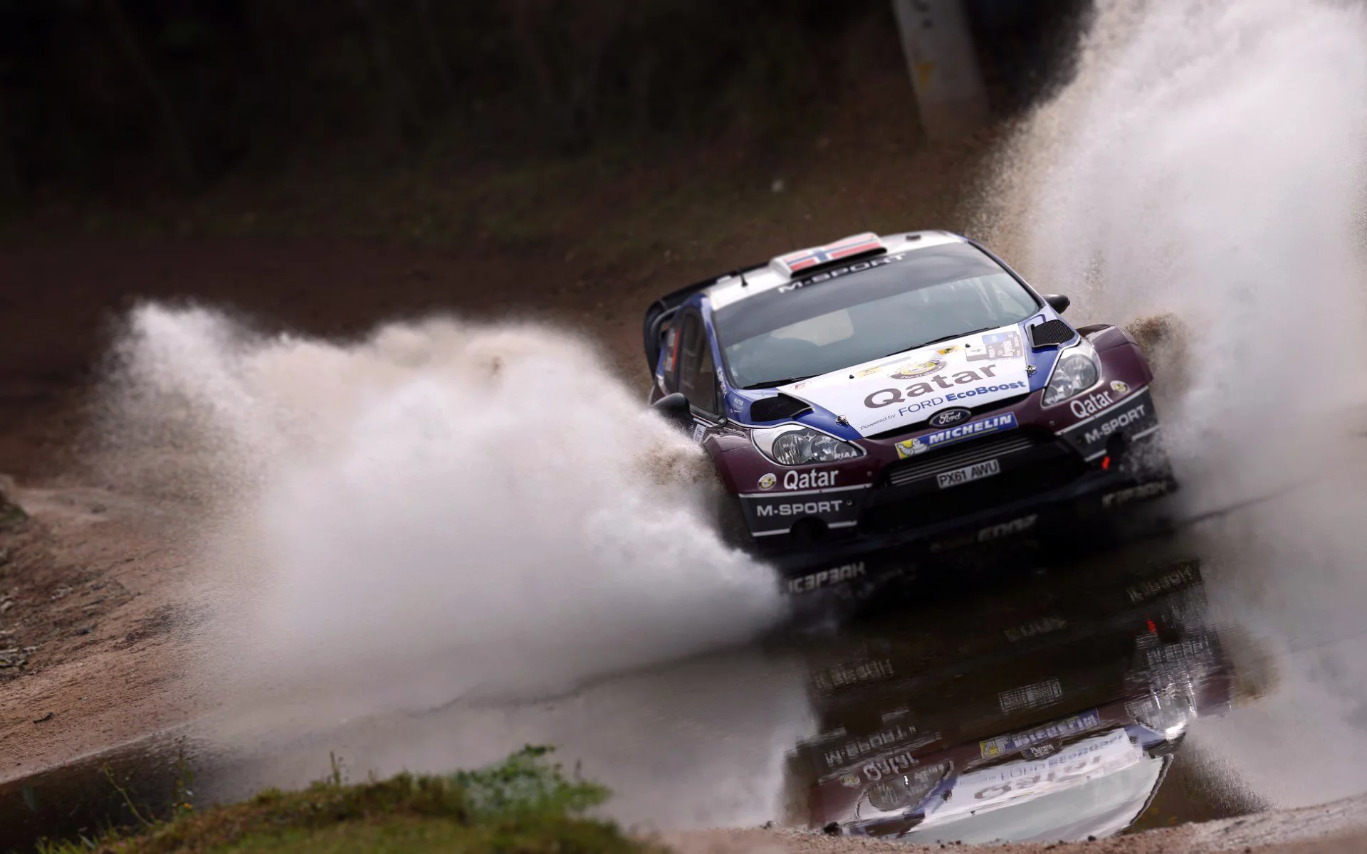ford, wrc, авто, fiesta, вода, передок, машина, форд, rally, спорт