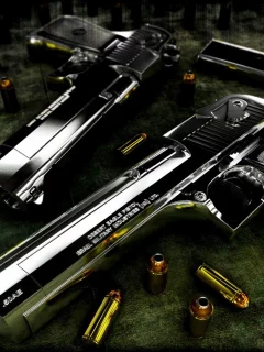 desert, eagl, doubl, police, gun, silver, wallpaper, орёл, пустыни, хром