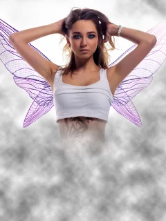 девушка, крылья, фэнтези, girl, дым
