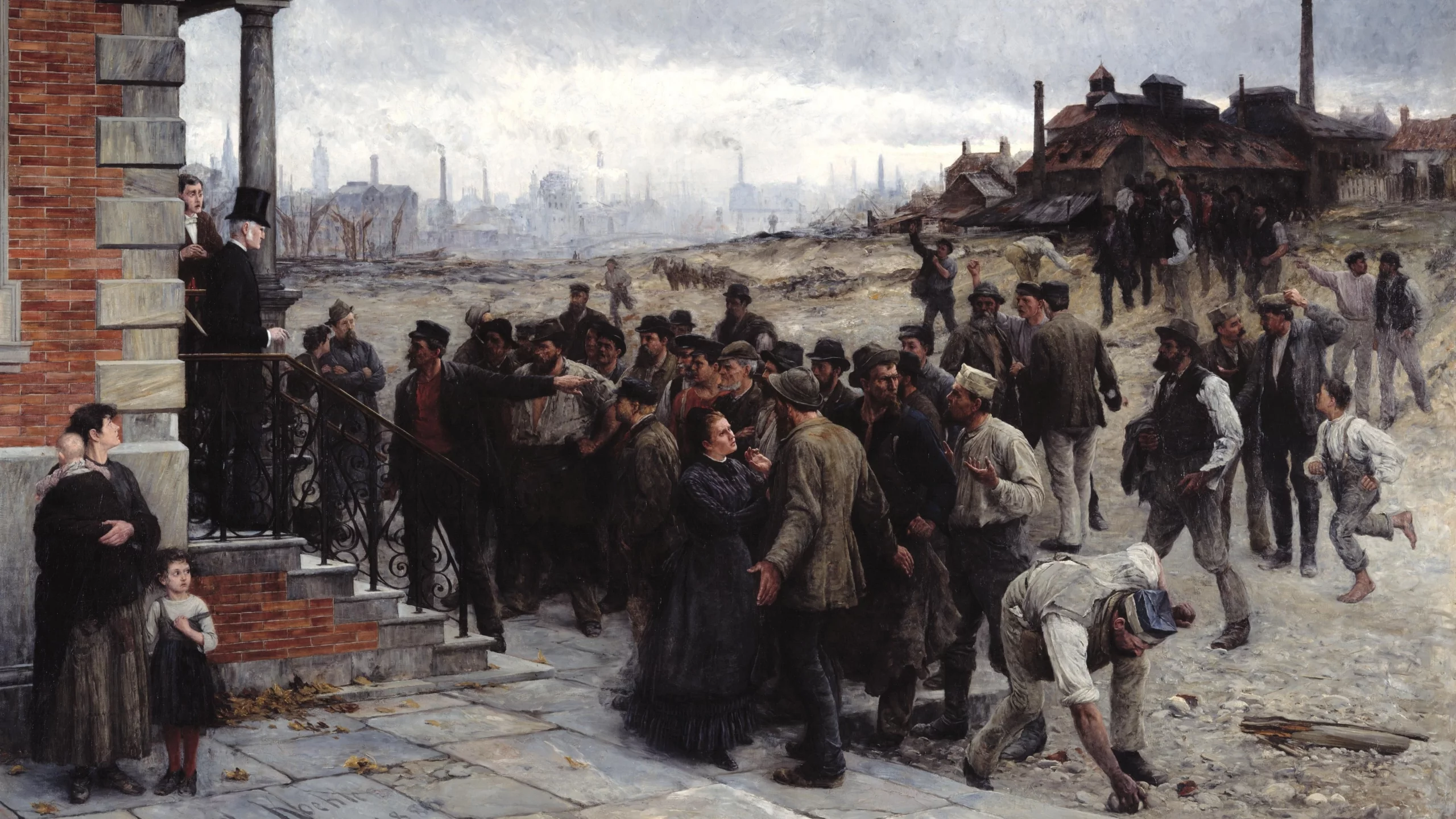 картина, роберт келер, забастовка, robert koehler, der streik, 1886, завод, рабочие