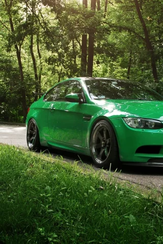 bmw, зеленый, тюнинг