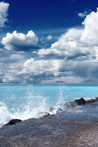 beach, пляж, sea, landscape, bridge, beauty, sky, clouds, water, spray, wave, jcean, ocean, coast, sea, sky, sunshine, emerald, blue, sand, see, up, sun, summer, smile, wide