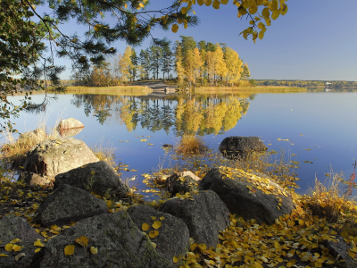 озеро, камни, осень, красота