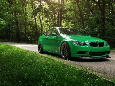 bmw, зеленый, тюнинг