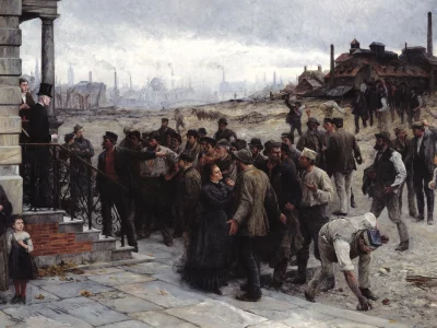 картина, роберт келер, забастовка, robert koehler, der streik, 1886, завод, рабочие