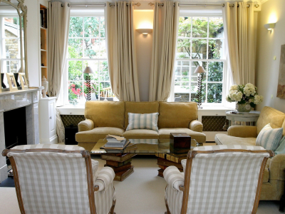 интерьер, кресло, диван, окно, дизайн, камин