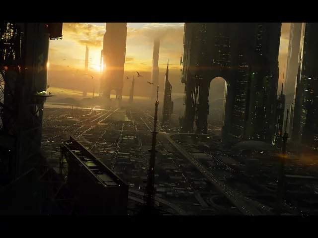 fantastic, future, town, curvy, city, darkness, car, home, фантастика, будущее, город, вечер, andreewallin