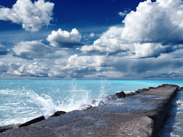 beach, пляж, sea, landscape, bridge, beauty, sky, clouds, water, spray, wave, jcean, ocean, coast, sea, sky, sunshine, emerald, blue, sand, see, up, sun, summer, smile, wide