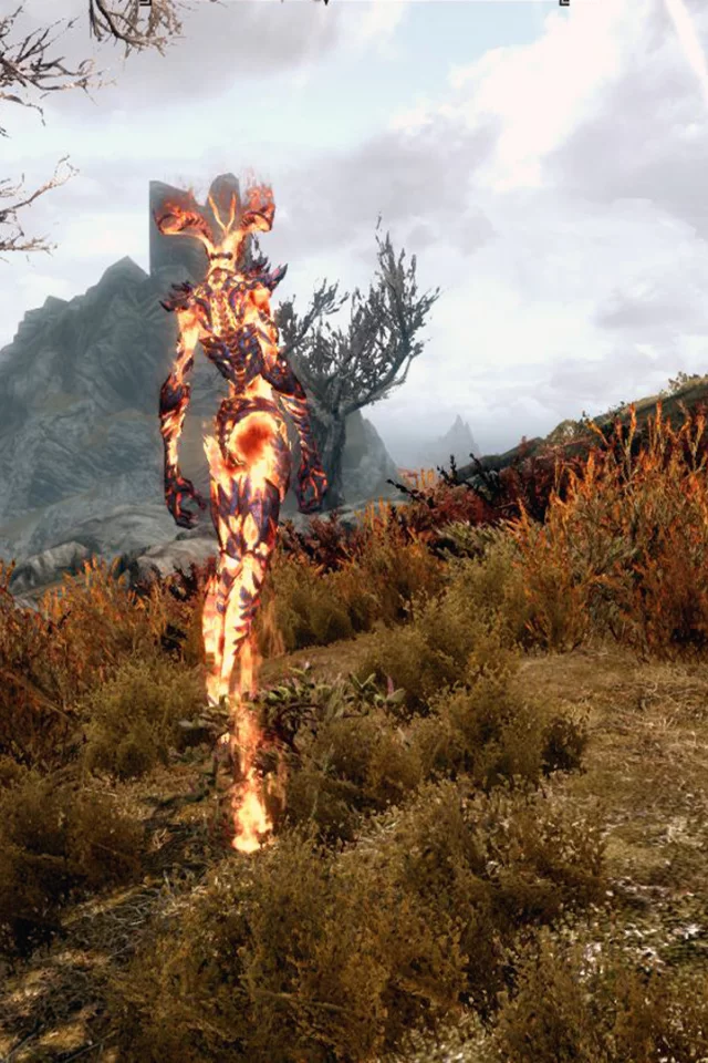 skyrim, природа, огненный атронах