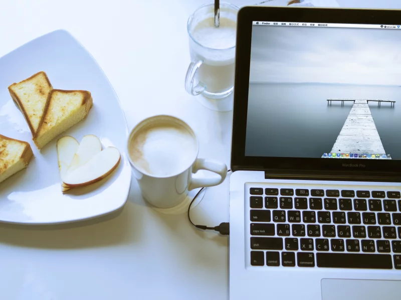 капучино, apple, еда, ноутбук, macbook, pro, выпечка