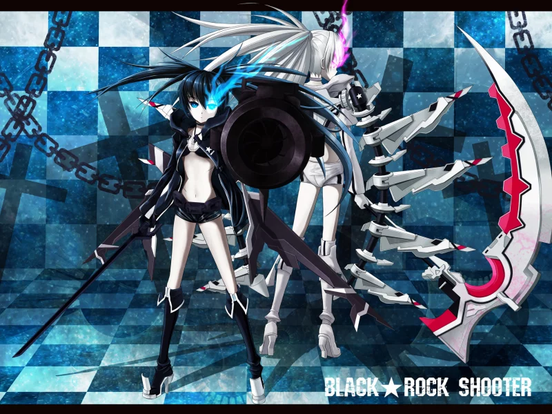 shinebell, white rock shooter, black rock shooter, арт, аниме