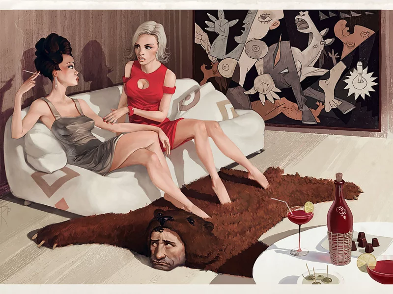 girls, talking, over, bear, room, waldemarkazak, smile, waldemar, kazak