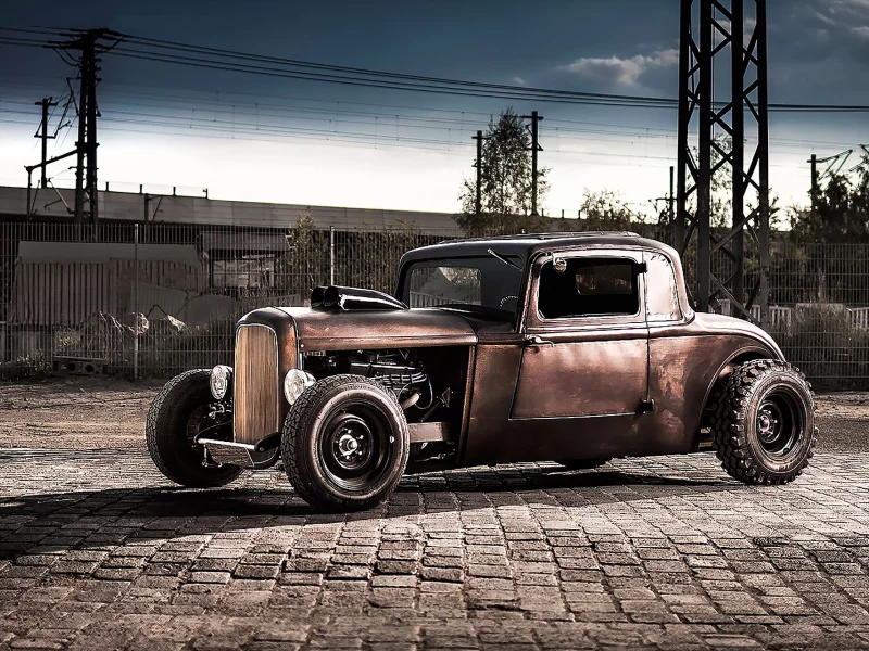 автомобиль, hot, rod, car, muscle, custom, sun summer, see, indusrial, wide