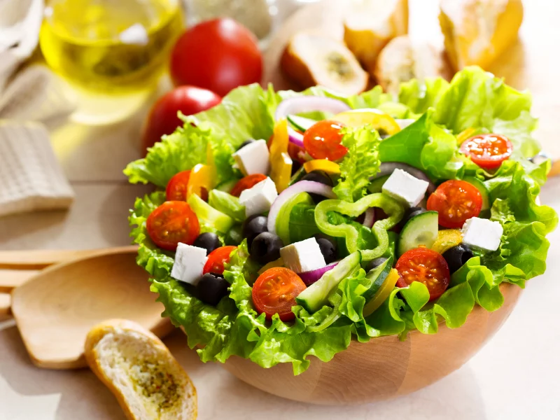 салат, овощи, помидоры, греческий, перец, огурцы