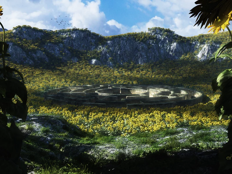 planet, alien, siren, song, sunflower, labirint, stone, aluren, forest, wood, nice, sun, sky, arthurblue