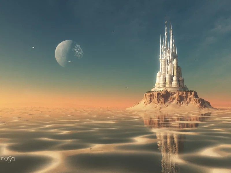 planet, alien, lingering, golden, gleam, girl, aluren, sea, nice, sun, sky, stars, arthurblue