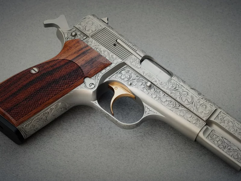 пистолет, browning, m1935, pistol, инкрустация, серебро, золото, weapon, gun, gold, pistols, weapons, silver, white, wide