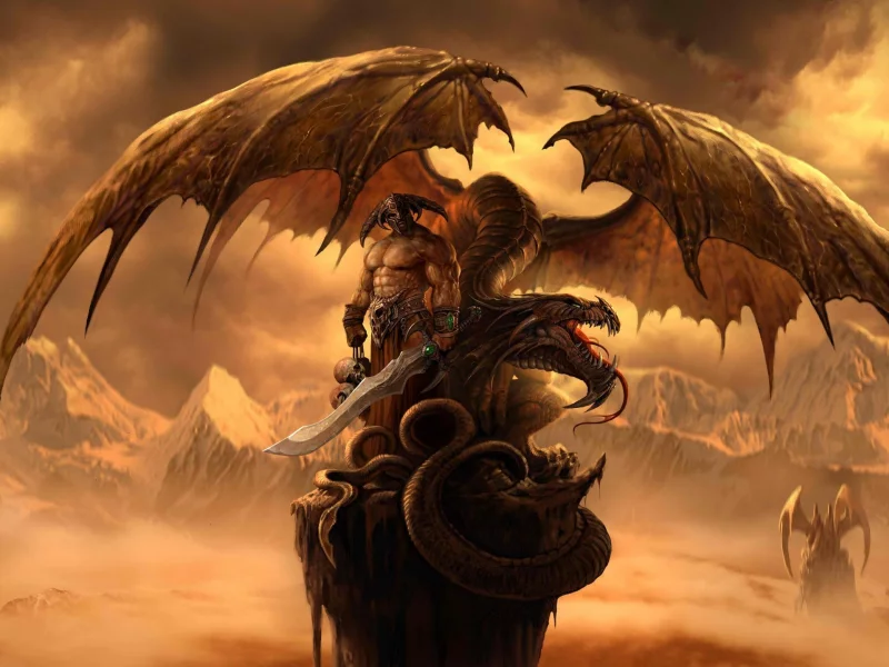 воин, dragon eternity, драконы вечности, дракон, скала, арт