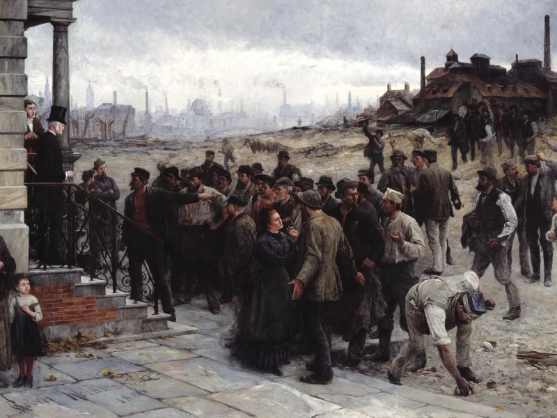 картина, роберт келер, забастовка, robert koehler, der streik, 1886, завод, рабочие