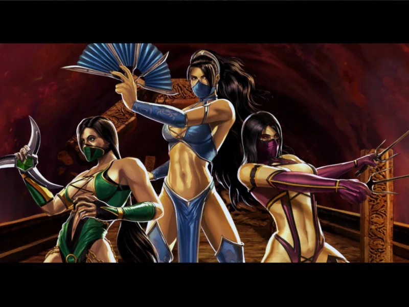 mortal kombat, jade, kitana, mileena