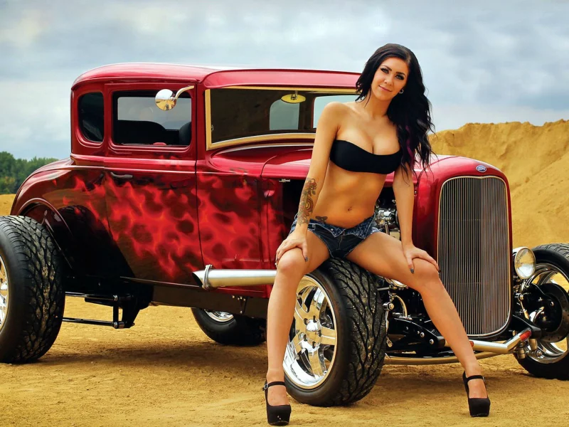 форд, 1930, ford, sedan, classic, car, cars, hot, rod, legs, model, aa, girl, non, nude, red, tattoo custom, lowrider, retro, car, sun, sky, see, dark, red, summer, see, front, indusrial, wide