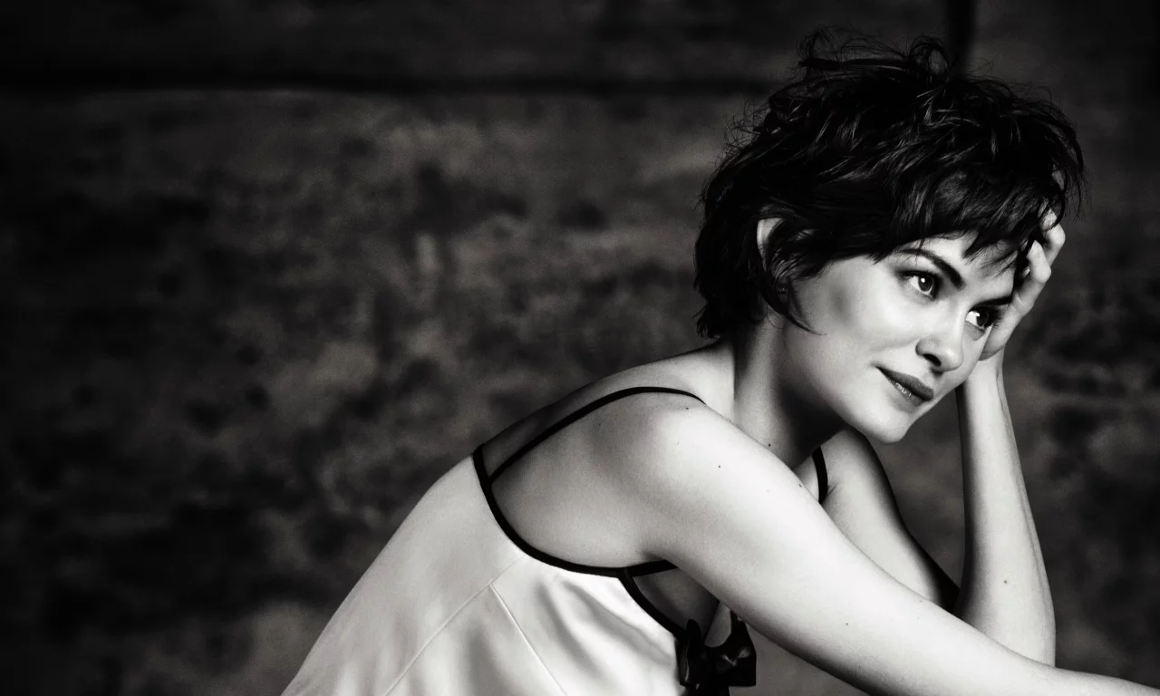 audrey tautou, черно-белая, одри тоту, брюнетка