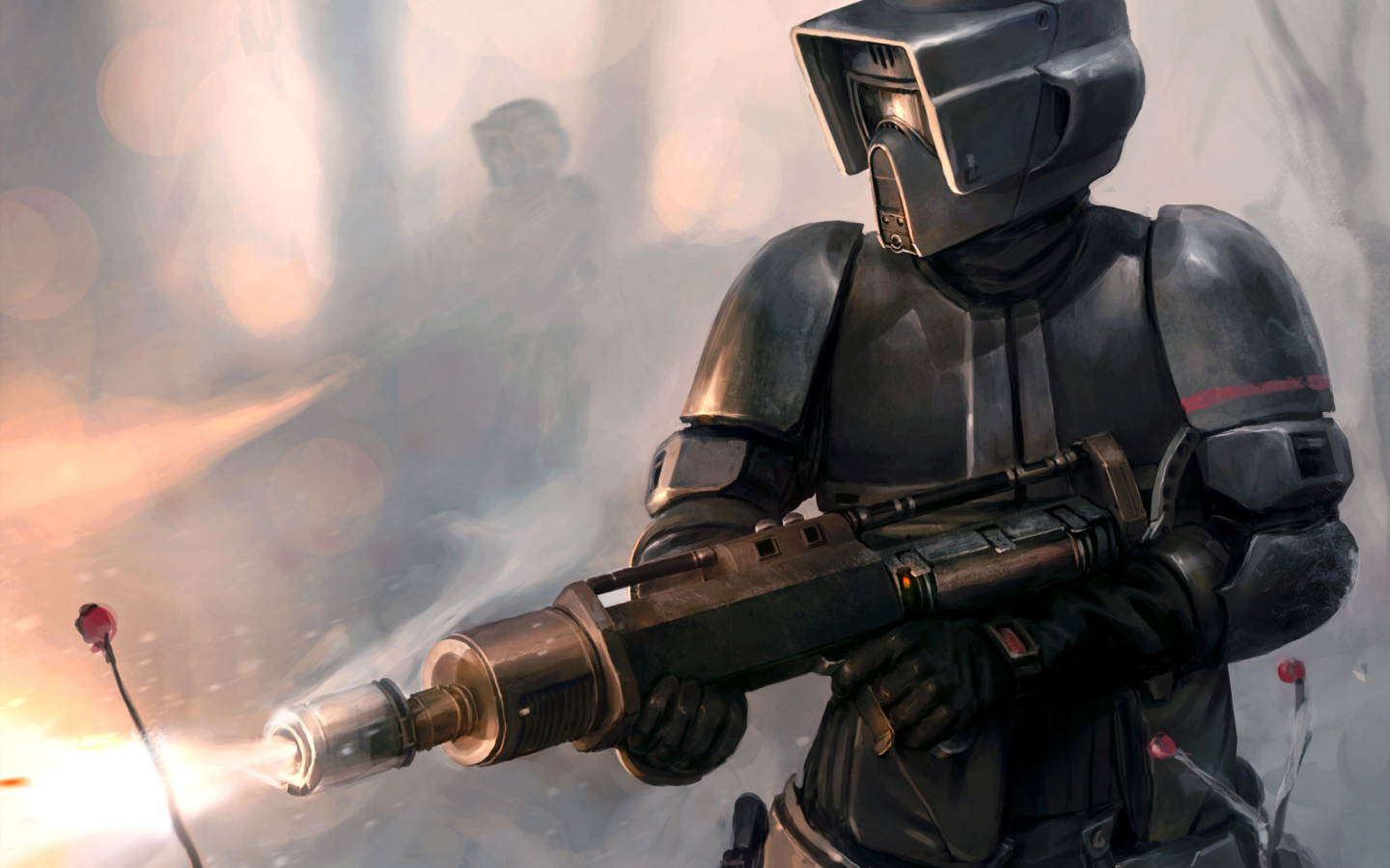 star wars, scout trooper, flamethrower, art