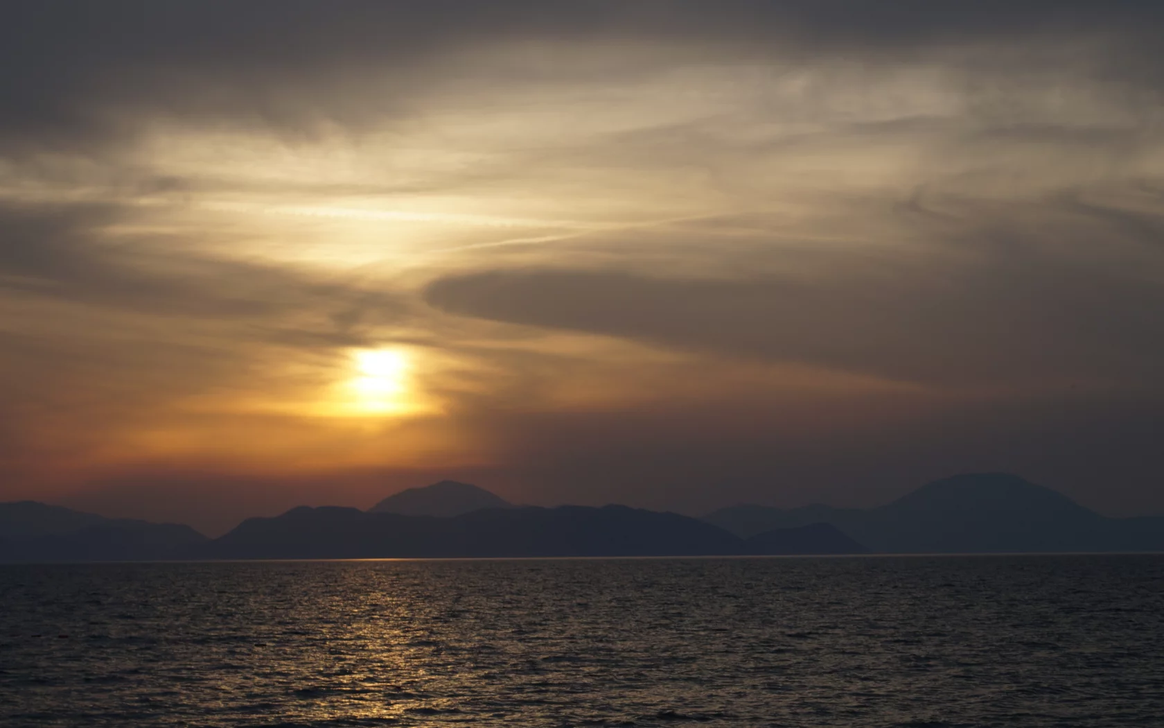 небо, закат, море