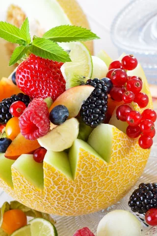 фрукты, смородина, клубника, ягоды, малина, еда, яблоко