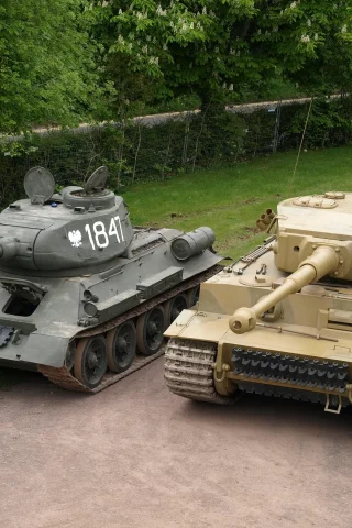 танки, т 34 85, тигр, дорога, деревья