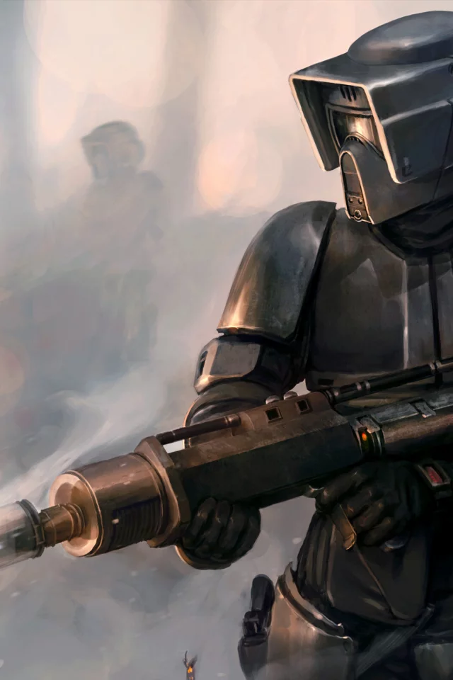 star wars, scout trooper, flamethrower, art