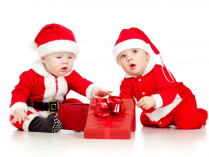 christmas, new year, santa claus clothes , funny small kids , gift box, child, children