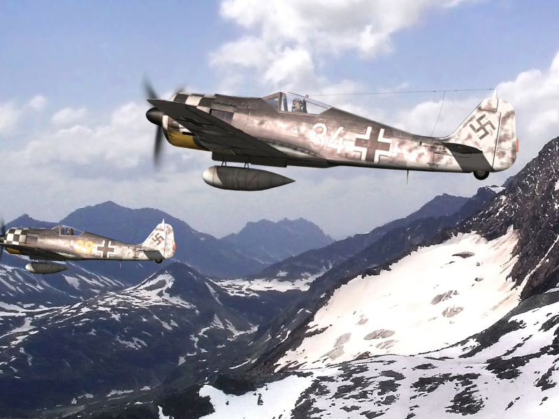 небо, focke wulf, fw-190, арт, немецкие