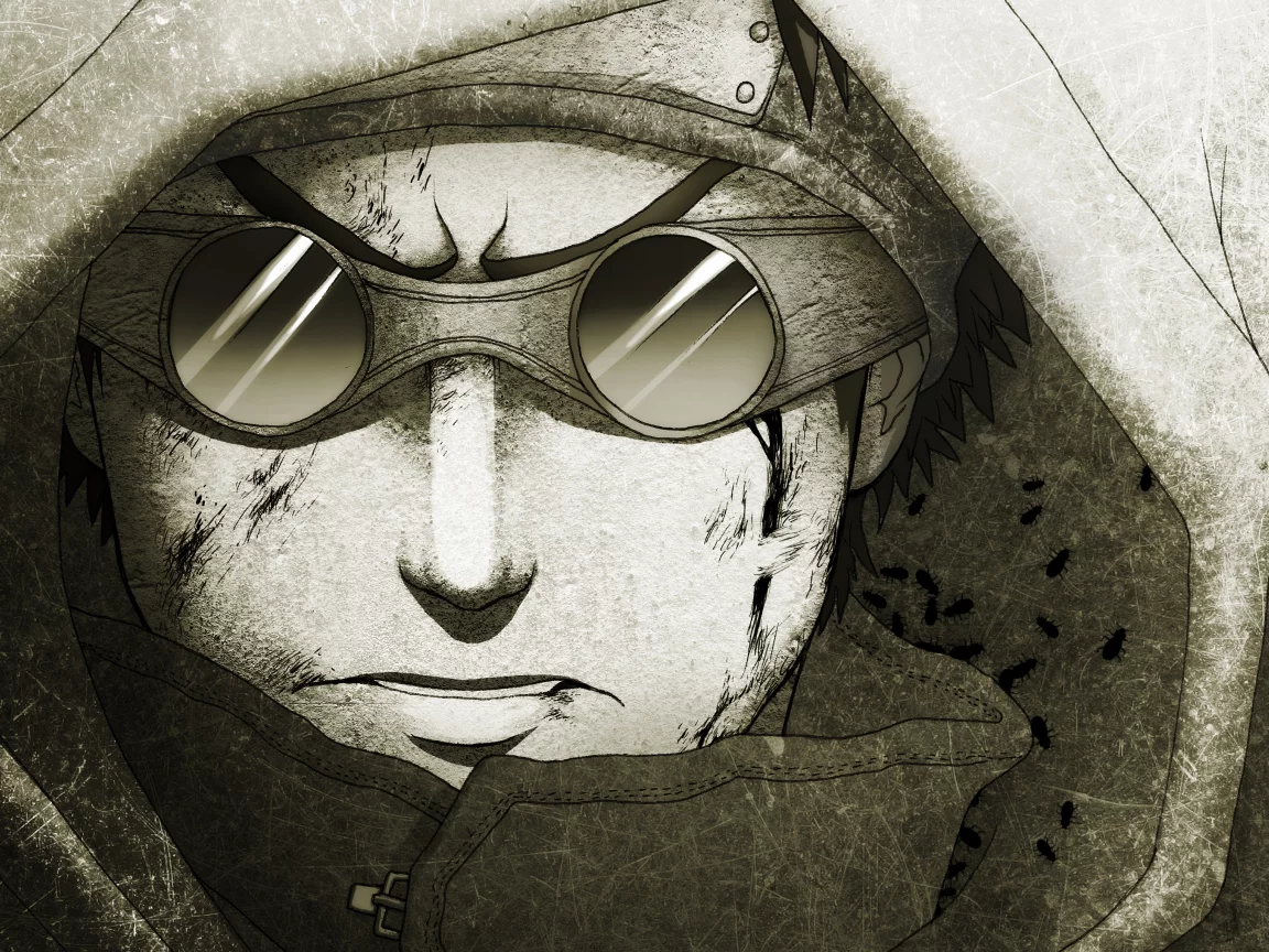 капюшон, рисунок, парень, naruto , linnyxito, aburame shino, очки