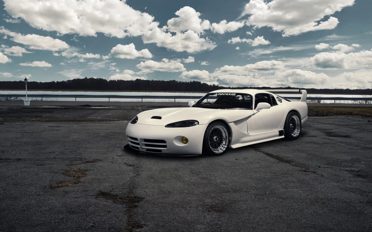 додж, white, viper, dodge, вайпер, небо, front, облака, белый