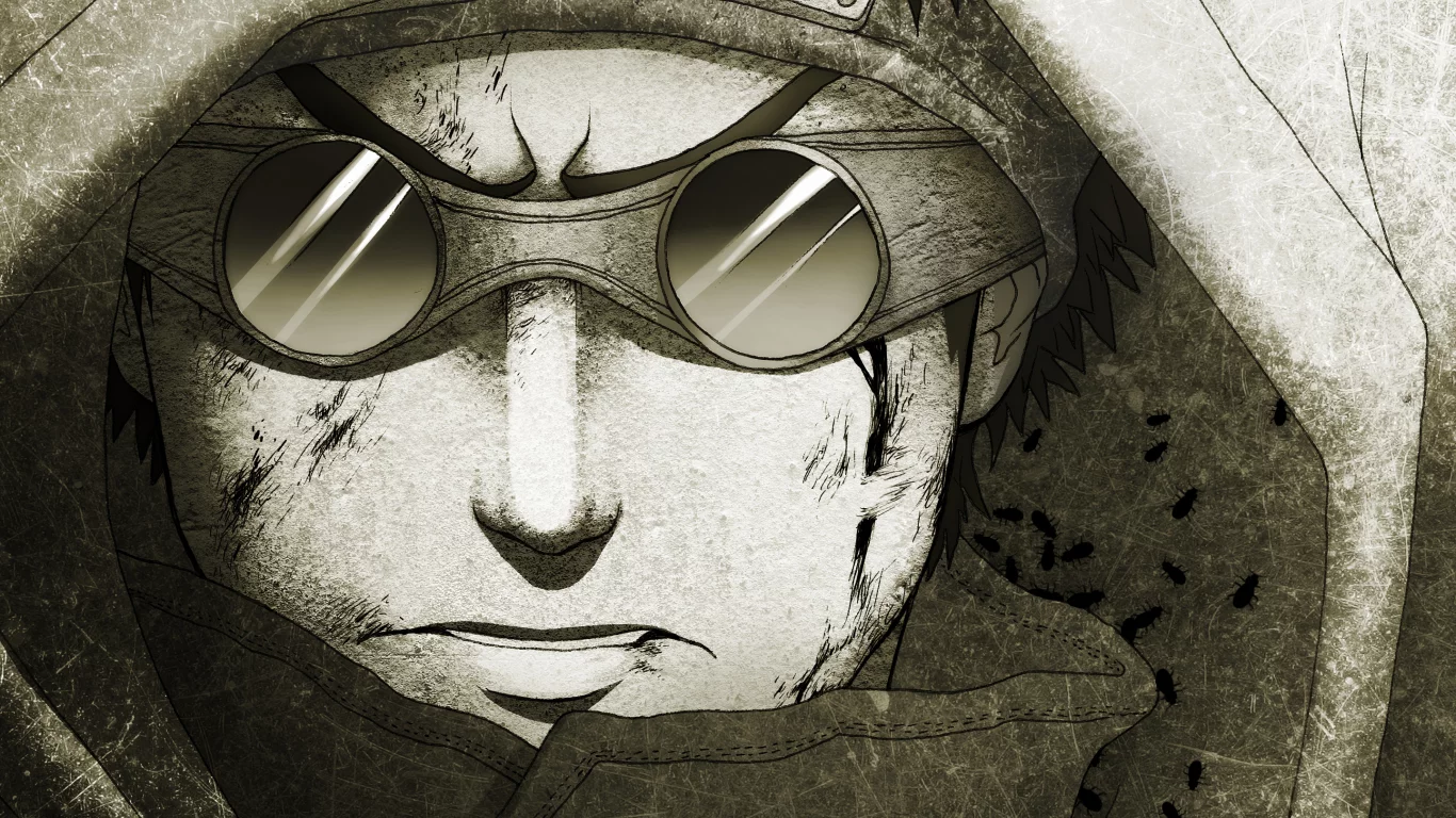 капюшон, рисунок, парень, naruto , linnyxito, aburame shino, очки