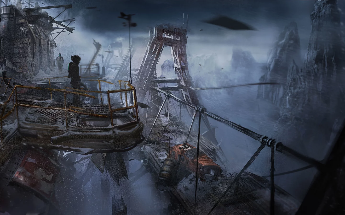electronic arts, visceral games, dead space 3, арт, снег, мёртвый космос
