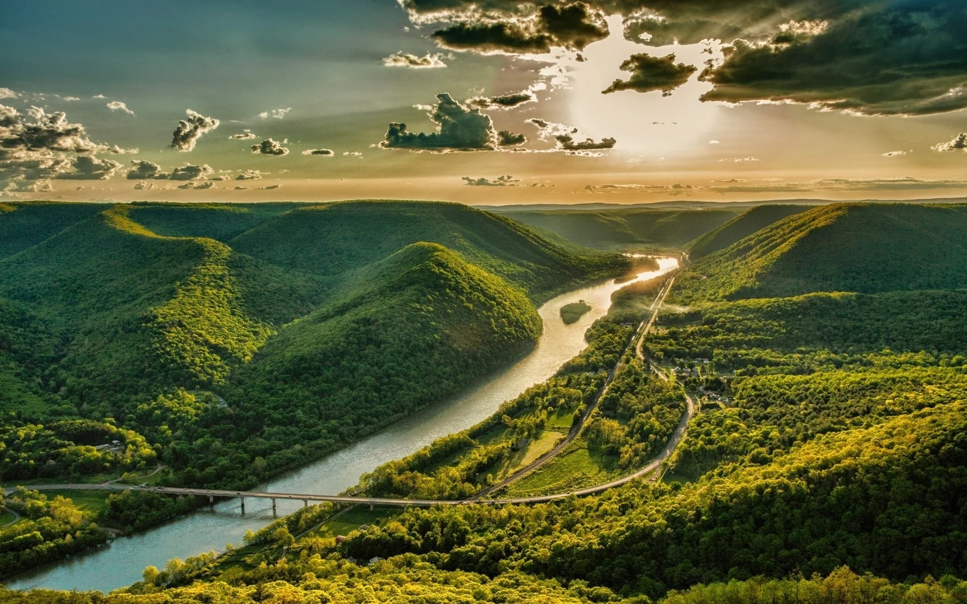 дорога, река